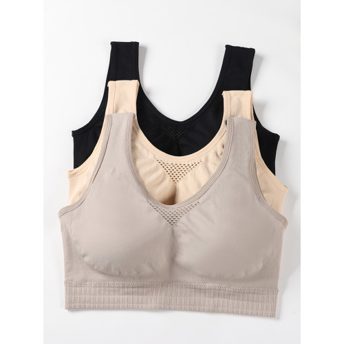 運動內衣一體固定胸墊美背心文胸舒適大碼胖MM200斤中老年媽媽薄