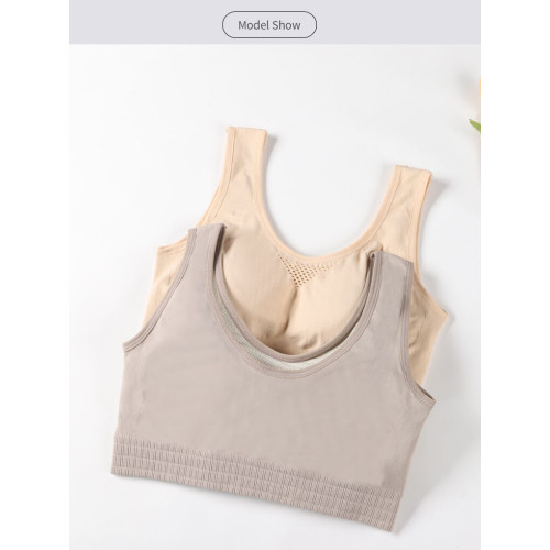 運動內衣一體固定胸墊美背心文胸舒適大碼胖MM200斤中老年媽媽薄