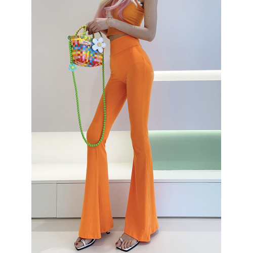 秋冬加絨純色喇叭褲女高腰彈力性感包臀修身運動瑜珈健身長款褲子