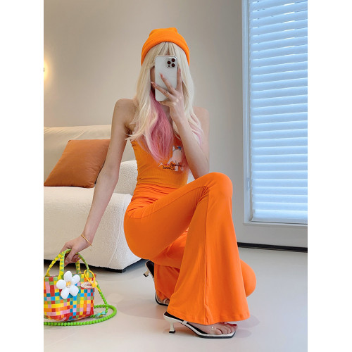 秋冬加絨純色喇叭褲女高腰彈力性感包臀修身運動瑜珈健身長款褲子