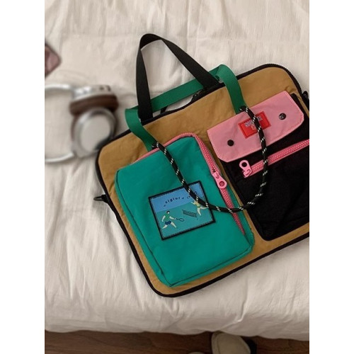 適用蘋果筆記型電腦包14寸2025新款女高顔值韓國ins風帆布包休閒聯想小新華爲16英寸內膽包