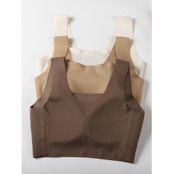 無鋼圈無痕美背內衣胸墊一體背心小胸聚攏運動文胸大碼防走光打底