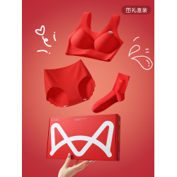 貓人本命年紅色少女內衣初高中生發育青春期運動背心文胸套裝女童