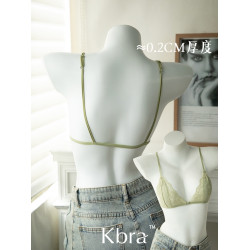 Kbra法式前釦蕾絲三角杯內衣女無鋼圈上托夏季超薄細肩帶美背文胸