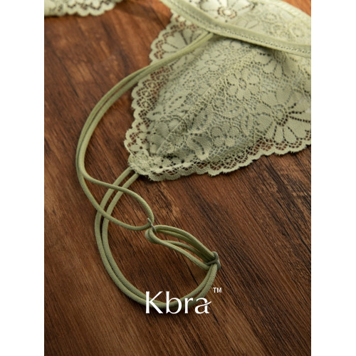 Kbra法式前釦蕾絲三角杯內衣女無鋼圈上托夏季超薄細肩帶美背文胸