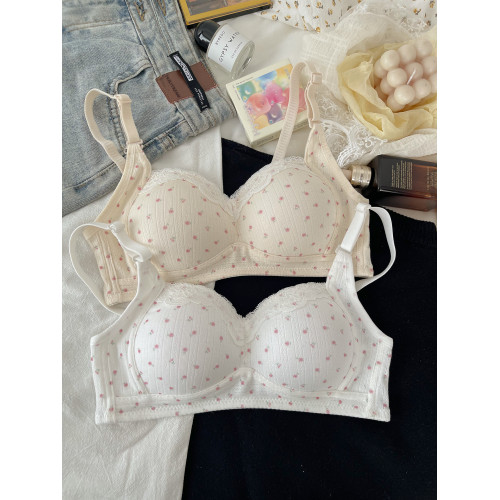 甜美碎花內衣女小胸聚攏薄款透氣無鋼圈收副乳少女學生高中生文胸