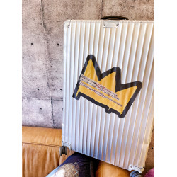 巴斯奎特小王冠行李箱貼紙防水全貼個性創意塗鴉不畱膠潮牌貼紙