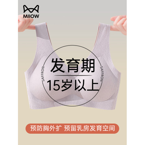 貓人高中大學生內衣大胸顯小聚攏防下垂青少年運動防震背心式文胸