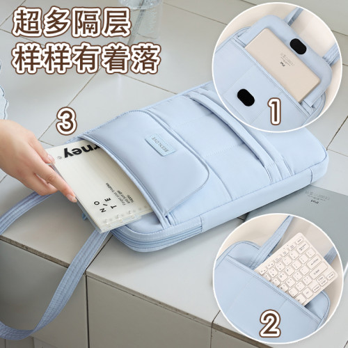 新款筆記型電腦內膽包肩挎手提高級感防刮保護套適用蘋果macbookair13華爲matebook14聯想小新戴爾小米15.6寸