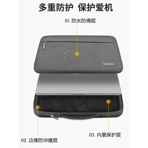 WIWU筆記型電腦包M4內膽14寸適用華爲蘋果macbook15air13.3寸pro16內膽包M3配件M2保護套15.6收納包輕薄防水