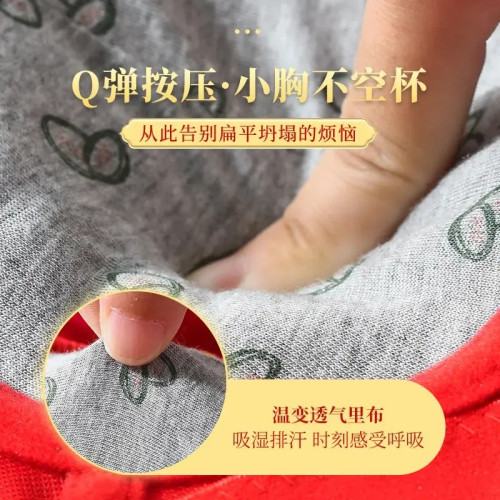 大紅色本命年調整型內衣女小胸顯大女士聚攏無鋼圈文胸罩