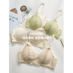 內衣女小胸聚攏平胸專用文胸罩法式三角杯無鋼圈大胸顯小夏季薄款