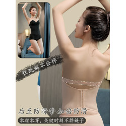 拍婚紗照專用無肩帶隱形內衣女防滑聚攏抹胸塑身衣伴娘禮服文胸罩