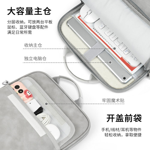聖唯佳ipad薄款平板電腦包可收納11.5寸13寸14寸筆電男女外出攜帶通勤平板包高級感小衆手提斜背三用後後背包