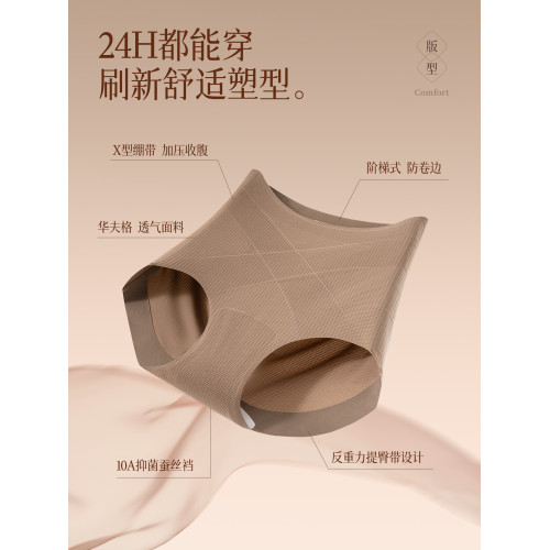 婷美收腹褲女收腹提臀不夾臀不卷邊禮服婚紗專用高腰輕塑提臀內褲