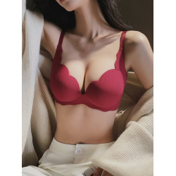 本命年女裝秋冬內衣紅色小胸聚攏顯大無痕文胸罩內褲套裝結婚新娘