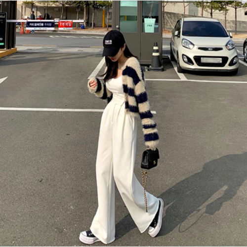 韓國高腰濶腿褲女2025春秋新款洋氣顯瘦寬鬆休閒垂感直筒長褲子潮