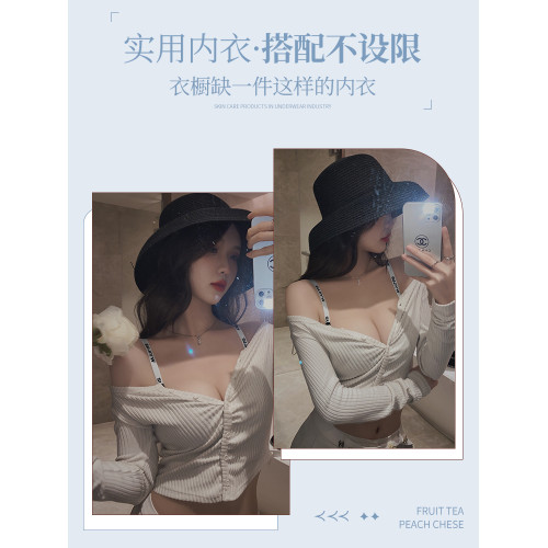 維多利亞夏季內衣女小胸聚攏收副乳無鋼圈字母肩帶可外露文胸套裝