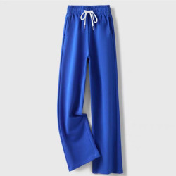 白色濶腿褲女春秋夏薄款休閒直筒褲寬鬆顯瘦高腰垂感衛褲冬款加絨