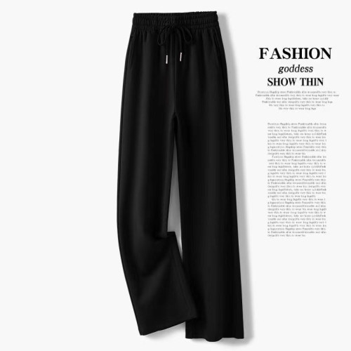 白色濶腿褲女春秋夏薄款休閒直筒褲寬鬆顯瘦高腰垂感衛褲冬款加絨