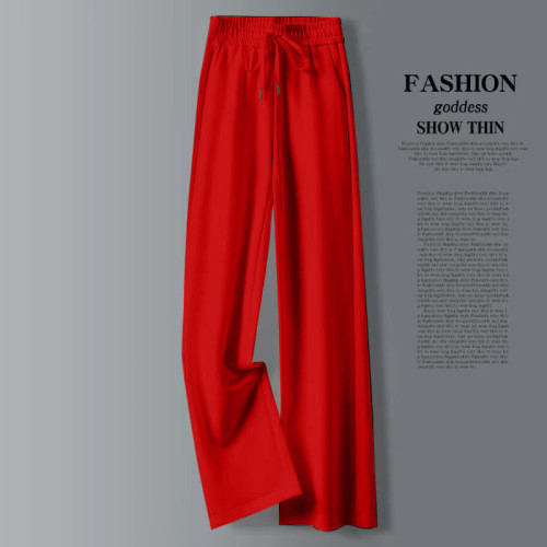 白色濶腿褲女春秋夏薄款休閒直筒褲寬鬆顯瘦高腰垂感衛褲冬款加絨