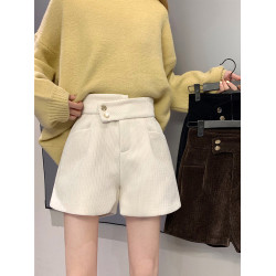 冬季配靴子高腰短褲女秋冬熱辣外穿2025新款小個子燈芯絨加絨褲子