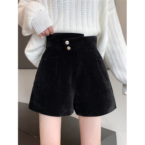 冬季配靴子高腰短褲女秋冬熱辣外穿2025新款小個子燈芯絨加絨褲子