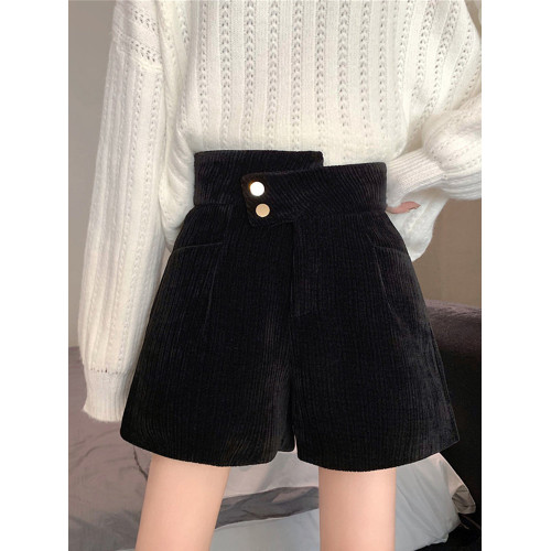 冬季配靴子高腰短褲女秋冬熱辣外穿2025新款小個子燈芯絨加絨褲子