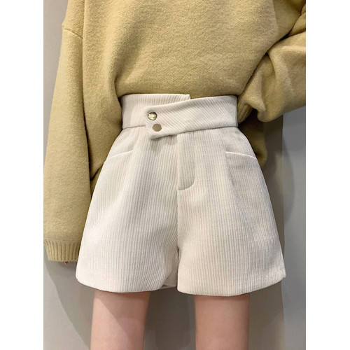 冬季配靴子高腰短褲女秋冬熱辣外穿2025新款小個子燈芯絨加絨褲子