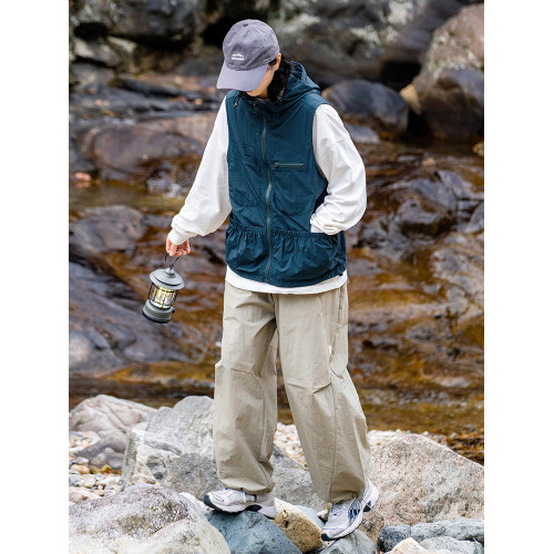 魚不渴 春秋戶外沖鋒褲女輕薄透氣工裝褲防風防水速乾束腳褲男女