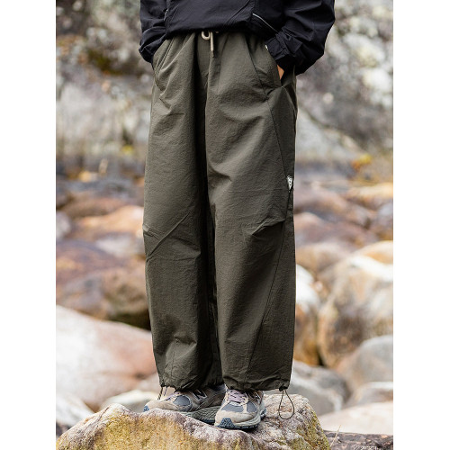 魚不渴 春秋戶外沖鋒褲女輕薄透氣工裝褲防風防水速乾束腳褲男女