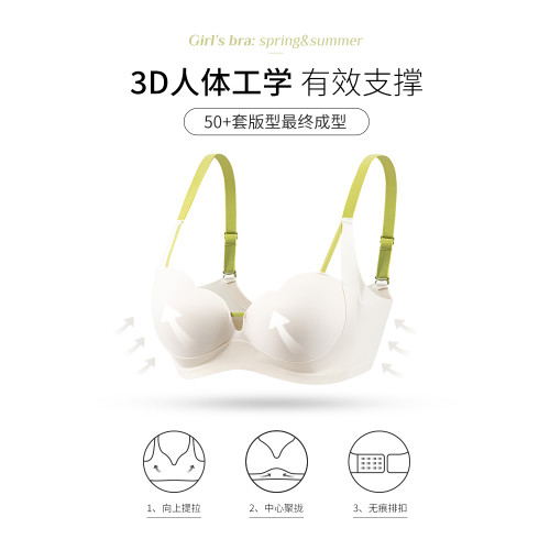 貓人無痕內衣女小胸聚攏顯大平胸專用收副乳上托防下垂無鋼圈文胸