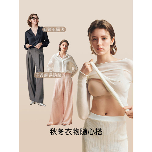 虞書訢同款ubras無尺碼小奶皮粉底液無痕隱形吊帶文胸罩紅色內衣