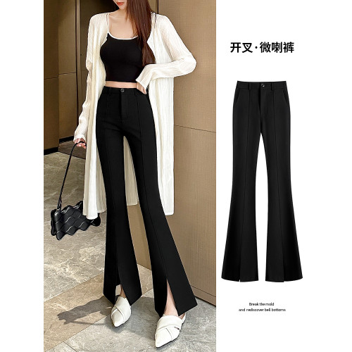 喇叭褲女春秋冬2026新款高腰顯瘦高級感垂感小個子黑色西裝微喇褲