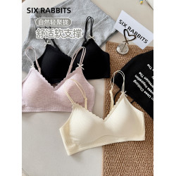 六隻兔子無鋼圈內衣女小胸聚攏胸罩側收副乳果凍條軟支撐無痕文胸