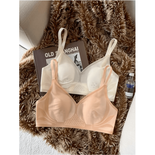 無痕裸感內衣女超薄款大胸顯小胸收副乳兔耳朵杯無鋼圈透氣文胸罩