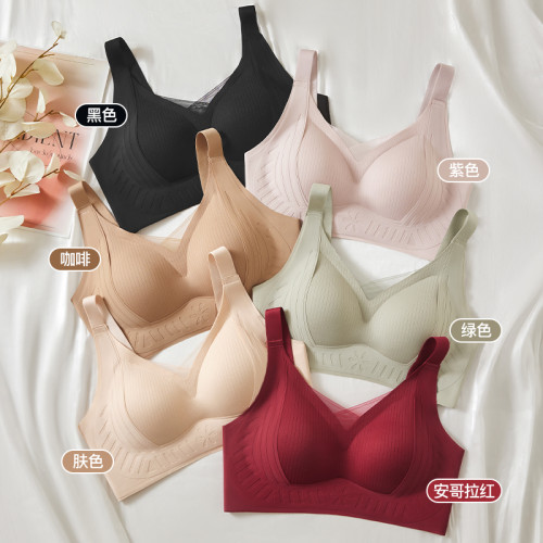 新款雙提拉下垂胸舒適排釦美背內衣女薄款無鋼圈聚攏收副乳文胸罩