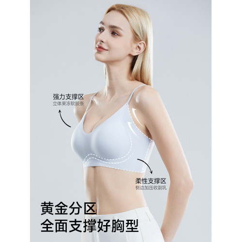 山茶花香氛內衣女夏季薄款大胸顯小胸聚攏無痕涼感運動美背文胸罩