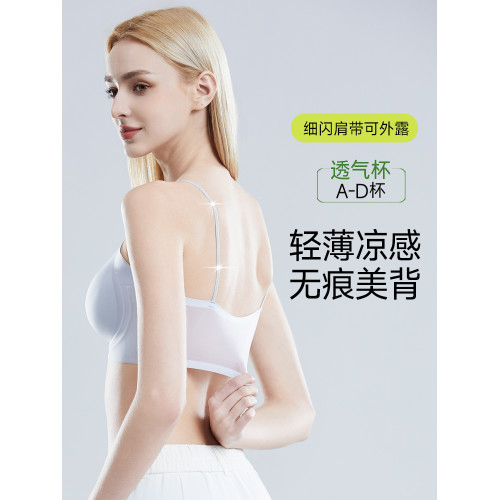 山茶花香氛內衣女夏季薄款大胸顯小胸聚攏無痕涼感運動美背文胸罩
