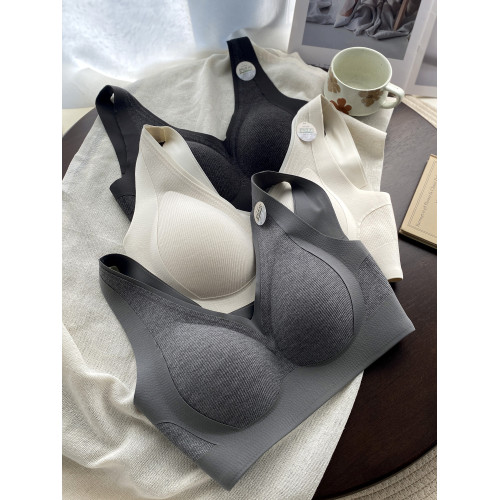 新款3759秋冬磨毛文胸無痕防下垂固定杯套頭提拉女士內衣寬肩帶