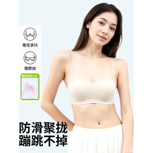 【粘人精】心動時光機無肩帶內衣女防滑無痕隱形抹胸美背文胸