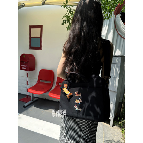 卡通臘腸小狗貼布手提筆記型電腦包女16英寸高顔值可愛風氣囊設計遊戯本收納包適用蘋果16寸聯想拯救者y7000