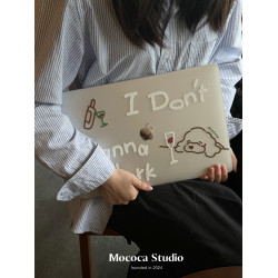 MOCOCA《不想工作》原創插畫酒杯印花進口pc透明磨砂硬殼防磕碰適用於Macbook蘋果pro電腦air保護套13寸14寸