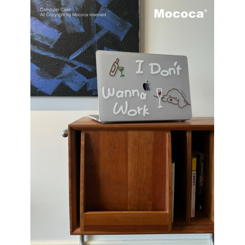 MOCOCA《不想工作》原創插畫酒杯印花進口pc透明磨砂硬殼防磕碰適用於Macbook蘋果pro電腦air保護套13寸14寸