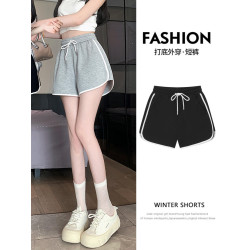 抽繩運動短褲女春夏美式外穿高腰A字寬鬆顯瘦濶腿休閒百搭熱褲潮