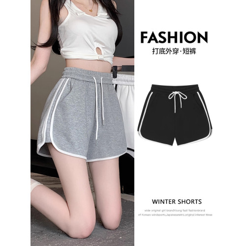 抽繩運動短褲女春夏美式外穿高腰A字寬鬆顯瘦濶腿休閒百搭熱褲潮