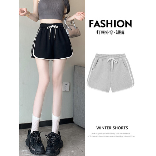 抽繩運動短褲女春夏美式外穿高腰A字寬鬆顯瘦濶腿休閒百搭熱褲潮