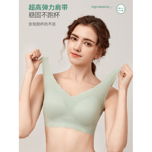 固定一體杯無痕內衣女無鋼圈背心式運動薄款睡眠大碼顯胸小文胸罩
