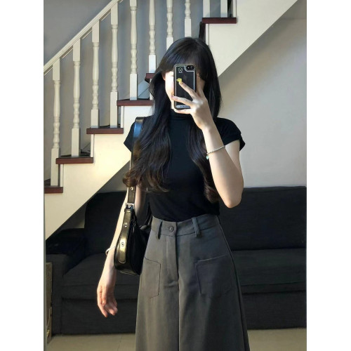 145小矮個子美式高腰西裝濶腿褲女150顯高穿搭直筒顯瘦九分休閒褲