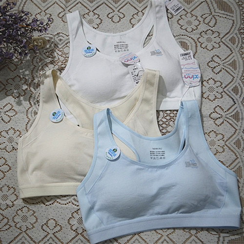 小靚美8308少女文胸運動內衣薄款發育期初高中學生純棉背心防震